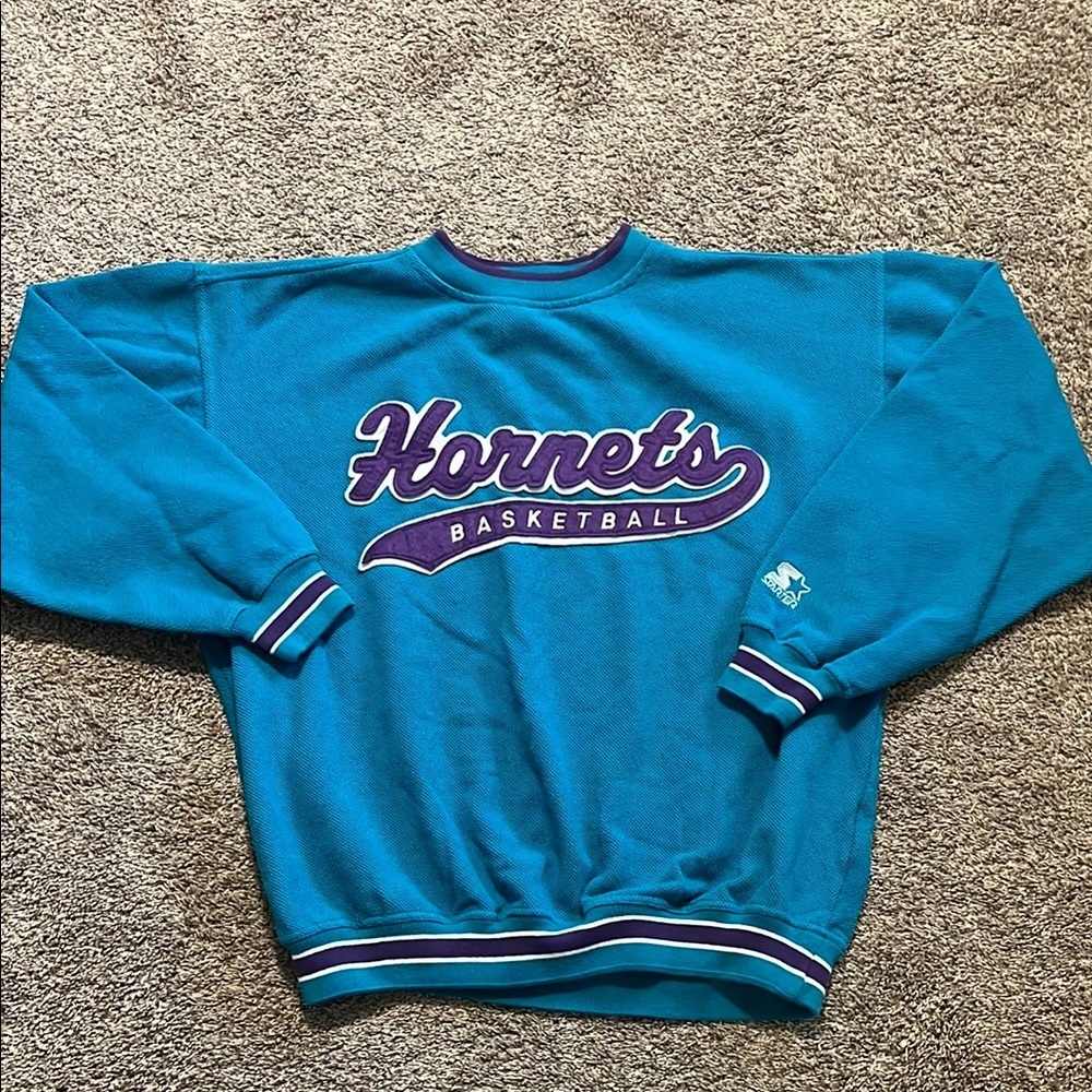 NBA Charlotte Hornets Rare Vintage Starter Crewneck Sweater Mens Large